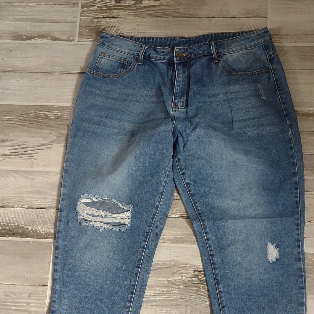 Light Wash Distressed Jeans – Size 1X (Fits Like 14/16)